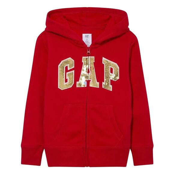 Gap Kids Sequins Logo Full Zip Hoodie Sweater Red Size XL 12 - Picture 1 of 6